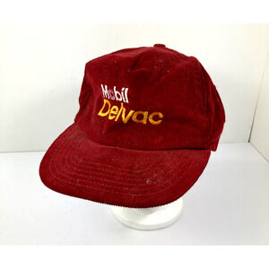 VTG Mobil Delvac Red Corduroy Snap Back One Size Fits All Stange Made in USA